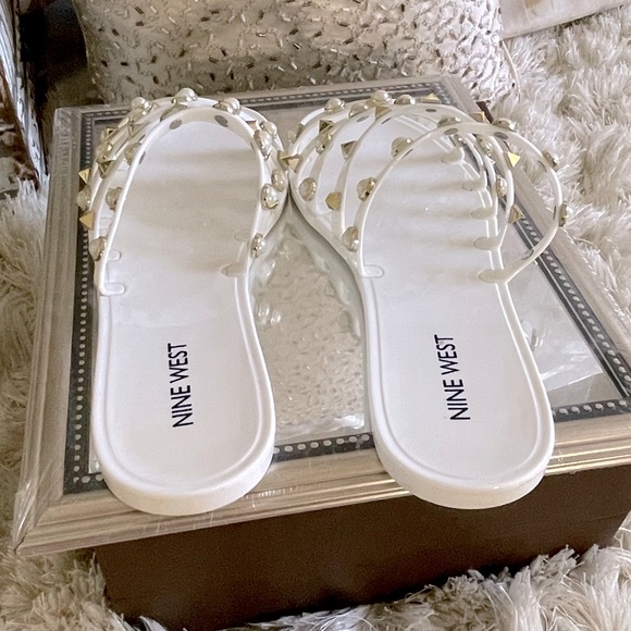 Nine West Jelly Slides with Pearls and Studs - Picture 2 of 5